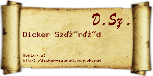 Dicker Szórád névjegykártya